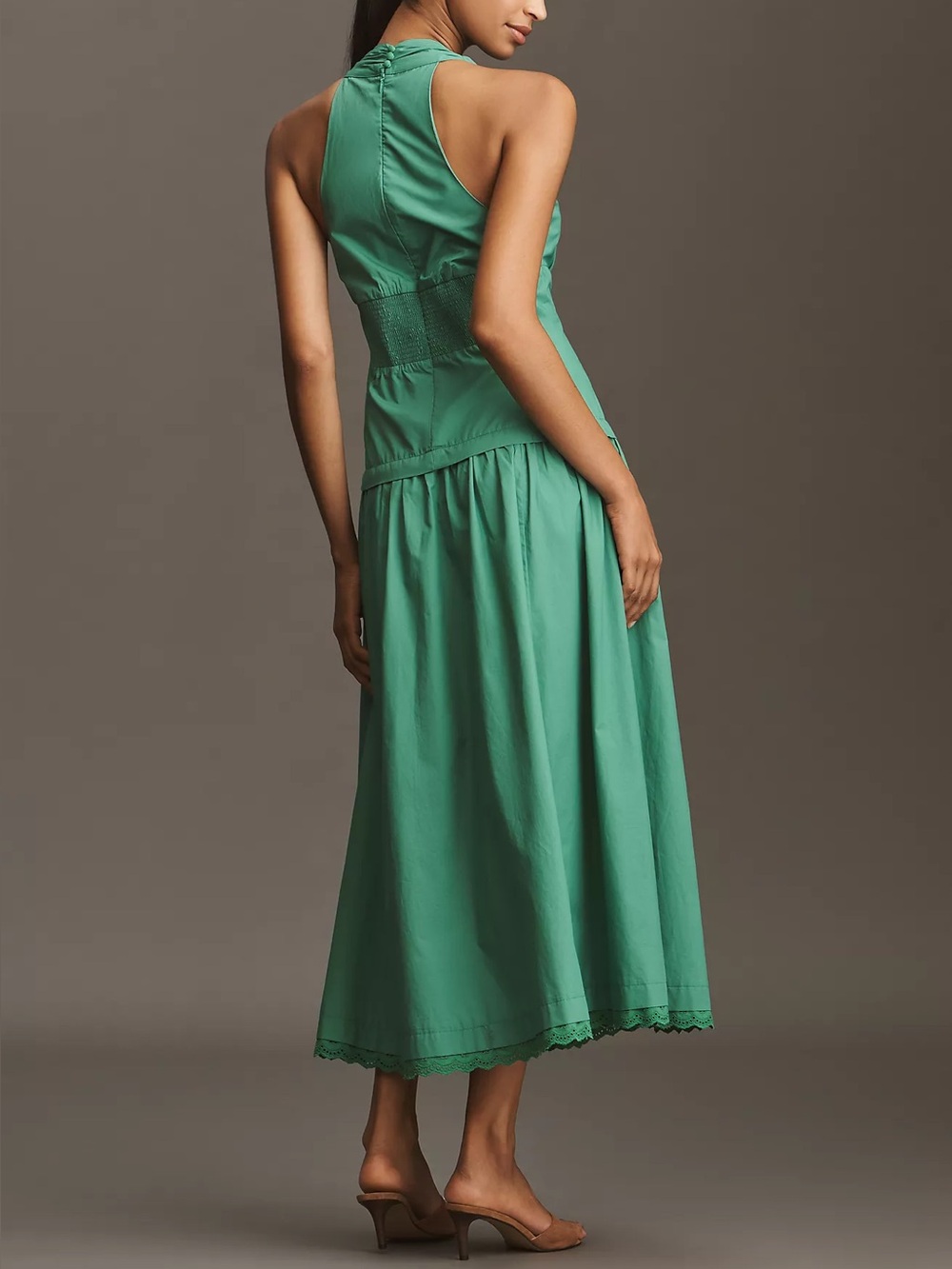 Anthropologie Maeve Halter V-Neck Drop-Waist Midi Dress - Picture 3 of 7